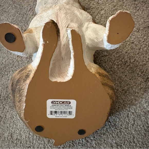 Original Size Sandicast Sculpture Brindle Fawn Bulldog Tongue Out Sitting 2006 - Picture 11 of 15